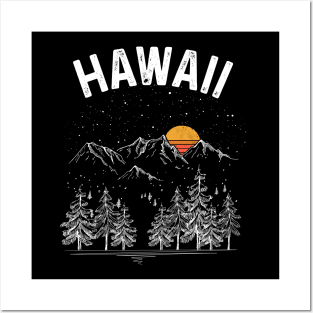 Vintage Retro Hawaii State Posters and Art